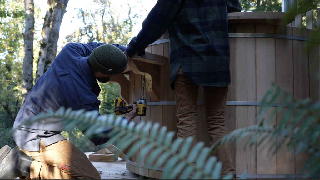 Assembling a cedar hot tub