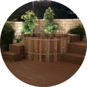 Forest Cooperage Cedar Barrel Hot Tub in a California Backyard