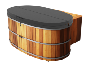Forest Cooperage Cedar Cold Plunge Tub with Black Cover